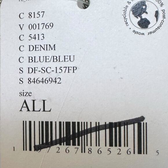 Free People Chan Luu Washed Ashore Fringe Skinny Scarf Denim Blue NWT Bohemian - Picture 9 of 11